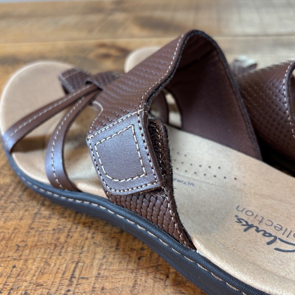 Clarks Womens Laurieann Edge Summer Sandals Brown Velcro Closure Size 6.5 - Picture 6 of 11
